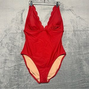 J by J. Crew Scalloped one-piece swimsuit red#30